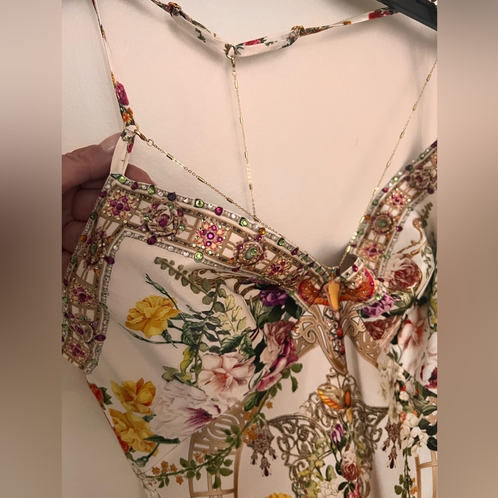 NWT Camilla Silk Egyptian Chain Open Back Size Small Gold Rose - Picture 7 of 14